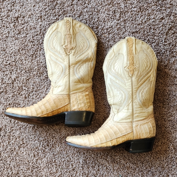 RODEO BRAVO Boots Crocidile Skin Tan Leather Western Cowboy Work Boots Mens - Picture 3 of 10